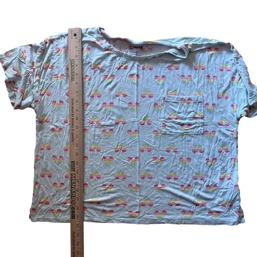 Disney‎ Mickey Mouse Rainbow Pajama Set Womens L/G Top & Shorts Sleepwear - Picture 8 of 9